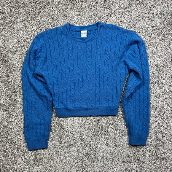 Old Navy Sweater Womens XL Blue Cropped Cable Knit Cashmere Blend Y2K Vintage - Picture 1 of 13